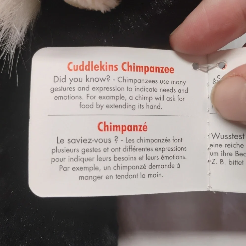 NWT Wild Republic Chimpanzee Cuddlekins‎ Stuffed Animal Monkey Ape Soft Plush